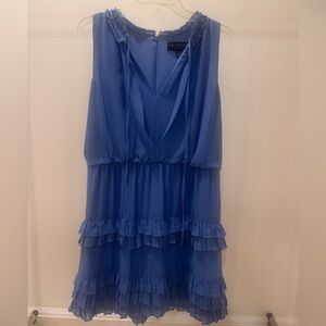 Laundry By Shelli Segal Blue Ruffled Wrap Sundress